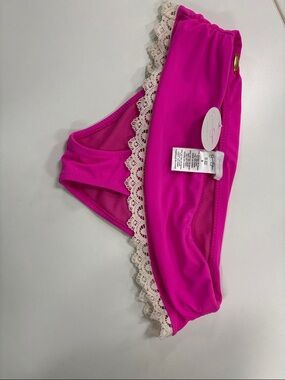 Jessica Simpson Hot Pink Bikini Bottom with Cream Lace. *just bottoms*